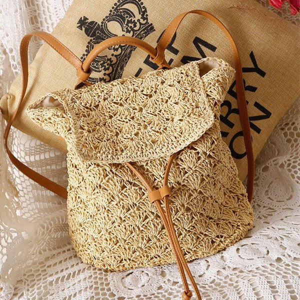 Straw Crochet Backpack