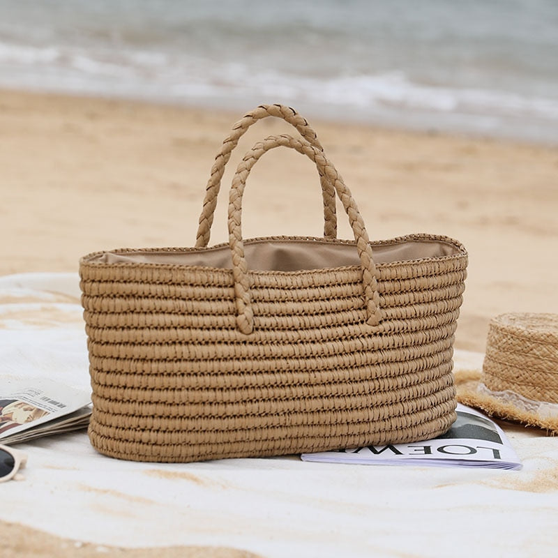 Wide Straw Tote Bag